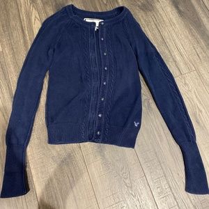 Navy Cardigan with Ribbon belt